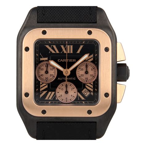 cartier santos 100 xl chronograph black carbon special edition|cartier santos 100 xl price.